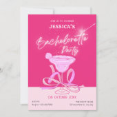 Rosa niedlicher, funkelnder Bugcocktail Junggeseli Einladung (Vorderseite)