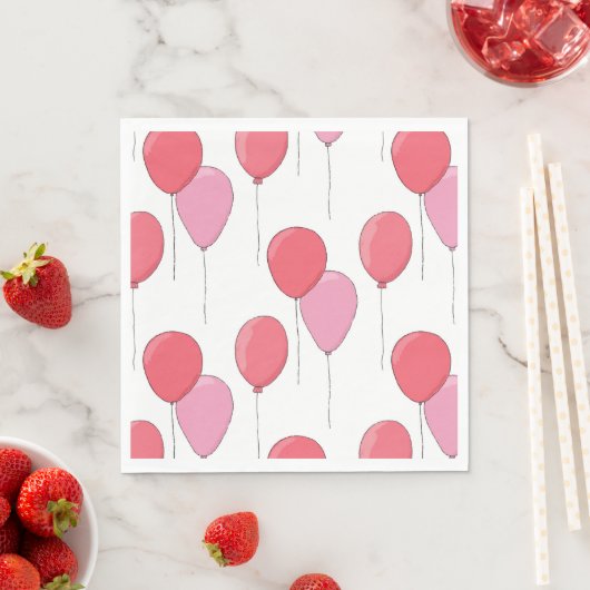 Rosa niedlicher Luftballon. Kindermädchen Geburtsm Serviette (Beispiel)