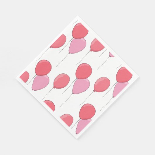 Rosa niedlicher Luftballon. Kindermädchen Geburtsm Serviette (Ecke)