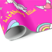 Rosa Niedlicher Regenbogen Einhorn Star Magical Geschenkpapier (Rolleneckpunkt)