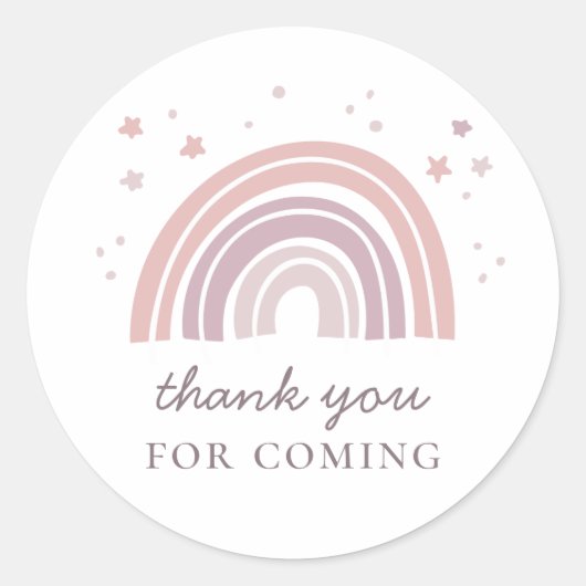 Rosa niedlicher Regenbogen. Kindergeburtstag Party Runder Aufkleber (Vorderseite)