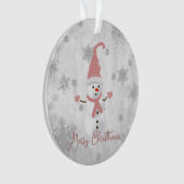 Rosa Niedlicher Schneemann Holiday Ornament (Vorderseite)