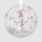Rosa Niedlicher Schneemann Holiday Ornament (Rückseite)