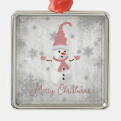 Rosa Niedlicher Schneemann Holiday Ornament (Vorne)
