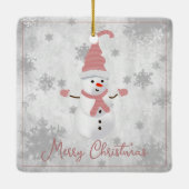 Rosa Niedlicher Schneemann Holiday Ornament (Rückseite)