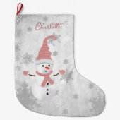 Rosa Niedlicher Schneemann Strumpf Großer Weihnachtsstrumpf (Vorderseite)