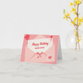 Rosa niedlicher schöner Brief Geburtstag Karte (Gelbe Blume)