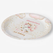 Rosa Niedliches Einhorn Girl Birthday Pappteller (Schrägansicht)