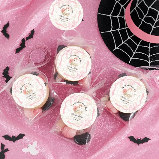 Rosa niedliches Geister kleine Babydusche Einladun Runder Aufkleber