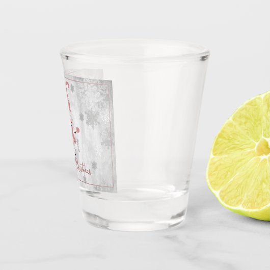 Rosa Niedliches Schneemann Holiday Showglas Schnapsglas (Rechts)