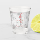 Rosa Niedliches Schneemann Holiday Showglas Schnapsglas (Vorderseite)