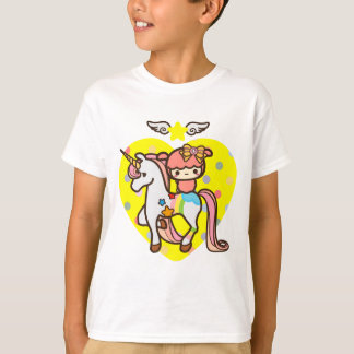 Rosa niedliches Unicorn- und kawaiihaustier T-Shirt