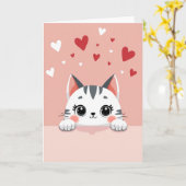 Rosa niedliches Valentinsgrüße-Karte mit Katze Karte (Gelbe Blume)
