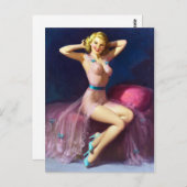 Rosa Nighty Button Up Postkarte (Vorne/Hinten)