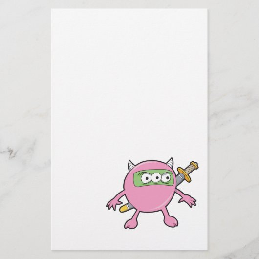 rosa Ninja-Monster Briefpapier (Vorderseite)