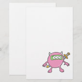 rosa Ninja-Monster Briefpapier (Vorne/Hinten)