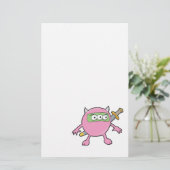 rosa Ninja-Monster Briefpapier (Stehend Vorderseite)