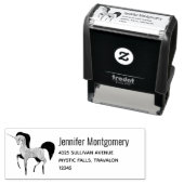 Rosa Nordic Unicorn mit Schwarz-Weiß-Adresse Permastempel (Beispiel)