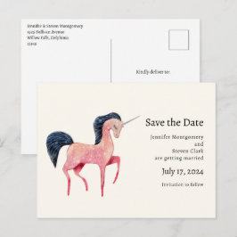 Rosa Nordic Unicorn mit schwarzem Mane Ankündigungspostkarte