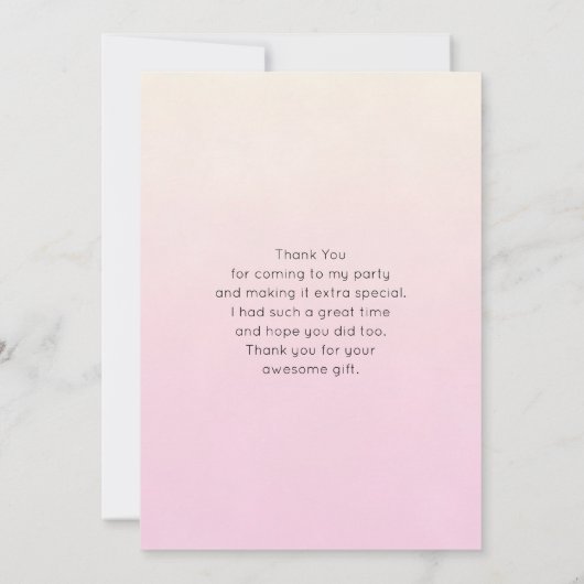 Rosa Nordic Unicorn mit schwarzem Mane Dankeskarte (Rückseite)