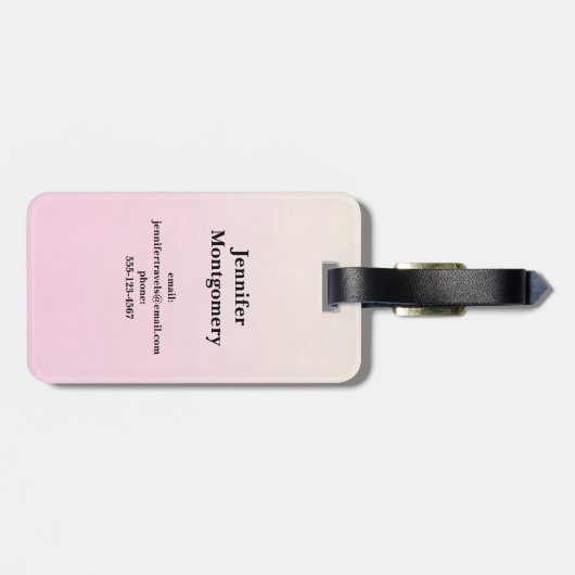 Rosa Nordic Unicorn mit schwarzem Mane Gepäckanhänger (Rückseite horizontal)