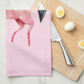 Rosa Nordic Unicorn mit schwarzem Mane Geschirrtuch (Viertel Falte)