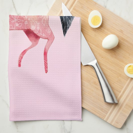 Rosa Nordic Unicorn mit schwarzem Mane Geschirrtuch (Viertel Falte)