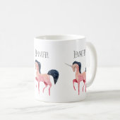 Rosa Nordic Unicorn mit schwarzem Mane Kaffeetasse (VorderseiteRechts)