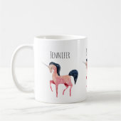 Rosa Nordic Unicorn mit schwarzem Mane Kaffeetasse (Links)