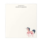 Rosa Nordic Unicorn mit schwarzem Mane Notizblock (Vorderseite)