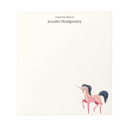 Rosa Nordic Unicorn mit schwarzem Mane Notizblock (Vorderseite)