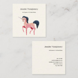 Rosa Nordic Unicorn mit schwarzem Mane Quadratische Visitenkarte