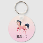 Rosa Nordic Unicorn mit schwarzem Mane Schlüsselanhänger (Rückseite)