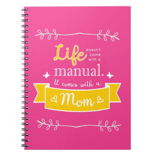 Rosa Notebook für Mama mit Zitat Notizblock (Vorderseite)