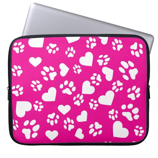 Rosa Notebookgehäuse mit weißem Druckmuster Laptopschutzhülle (Vorderseite)