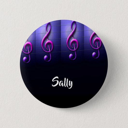 Rosa Noten an Strings Button (Vorderseite)