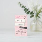 Rosa Notizbuch-Seite Visitenkarte (Stehend Vorderseite)