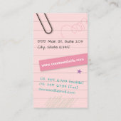 Rosa Notizbuch-Seite Visitenkarte (Rückseite)