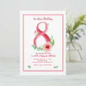 Rosa Nummer 8 Einladung (Stehend Vorderseite)