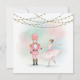 Rosa Nussknacker & Ballerina Weihnachtskarte Karte