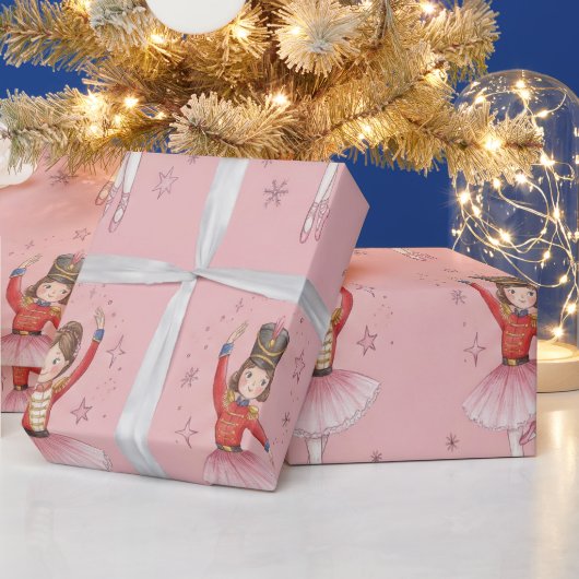 Rosa Nussknacker-Ballett-Themen Mädchen Geschenkpapier (Feiertage)