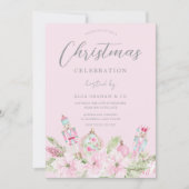 Rosa Nussknacker-Blumen-Weihnachtsfeier Einladung (Vorderseite)