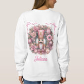 Rosa Nussknacker-Blumen-Weihnachtskranz-Bänder Sweatshirt (Rückseite)