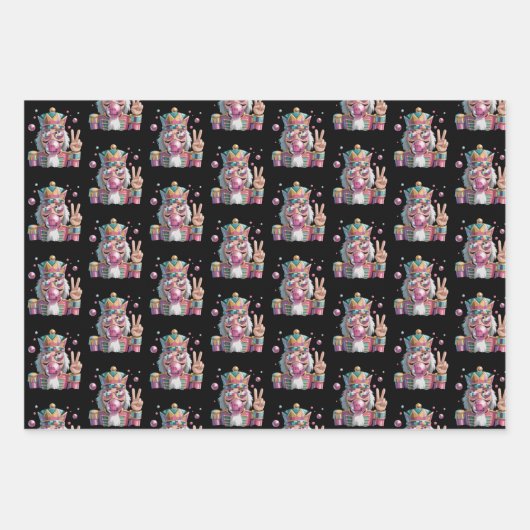 Rosa Nussknacker Disco-Kugel-Sonnenbrille Friedens Geschenkpapier Set (Vorderseite)