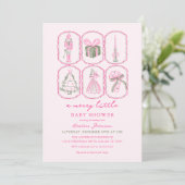 Rosa Nussknacker Eine fröhliche kleine Babyparty Einladung (Stehend Vorderseite)