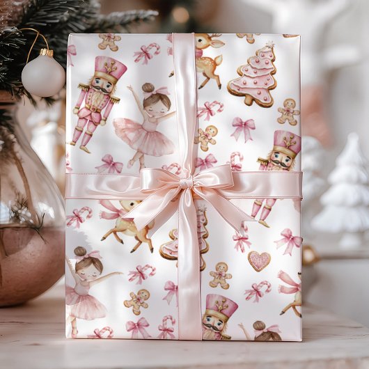 Rosa Nussknacker-Kinder-Weihnachtsgeschenkpapier Geschenkpapier