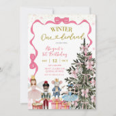 Rosa Nussknacker Weihnachten Onederland Geburtstag Einladung (Vorderseite)