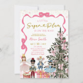 Rosa Nussknacker-Weihnachtsbabyparty Einladung (Vorderseite)