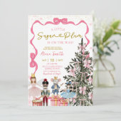 Rosa Nussknacker-Weihnachtsbabyparty Einladung (Stehend Vorderseite)