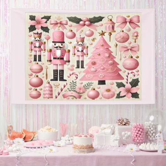 Rosa Nussknacker-Weihnachtsbaum Banner (Party)
